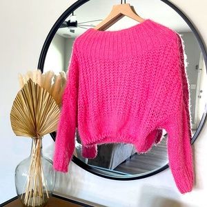 Hot Pink off the shoulder Sweater